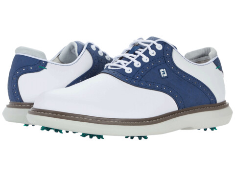 Incaltaminte Barbati FootJoy Traditions Wing Tip Golf Shoes - Previous Season Style WhiteBlue