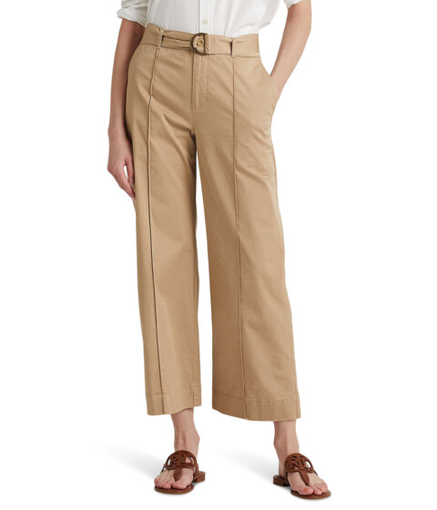 Imbracaminte Femei LAUREN Ralph Lauren Micro-Sanded Twill Belted Wide-Leg Pants Birch Tan