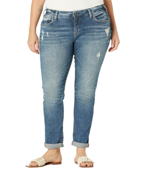 Imbracaminte Femei Silver Jeans Co Plus Size Mid-Rise Girlfriend Skinny Jeans W27137SJL388 Indigo