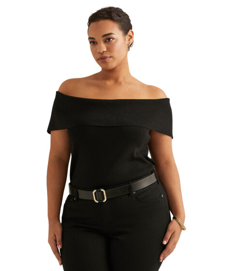 Imbracaminte Femei LAUREN Ralph Lauren Plus Size Off Shoulder Sweater Polo Black