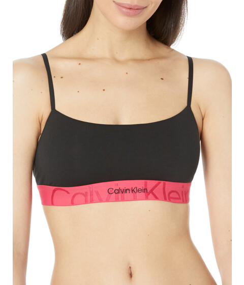 Imbracaminte Femei Calvin Klein Monolith Cotton Unlined Bralette Black w Pink Splendor Waistband