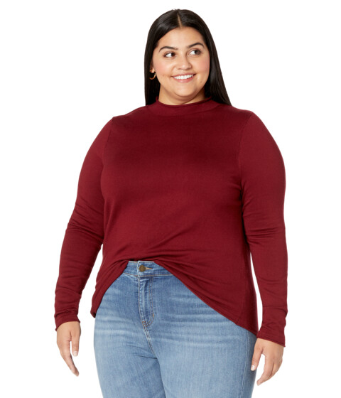 Imbracaminte Femei Liverpool Plus Size Mock Neck Rolled Hem Long Sleeve Sweater Burgundy