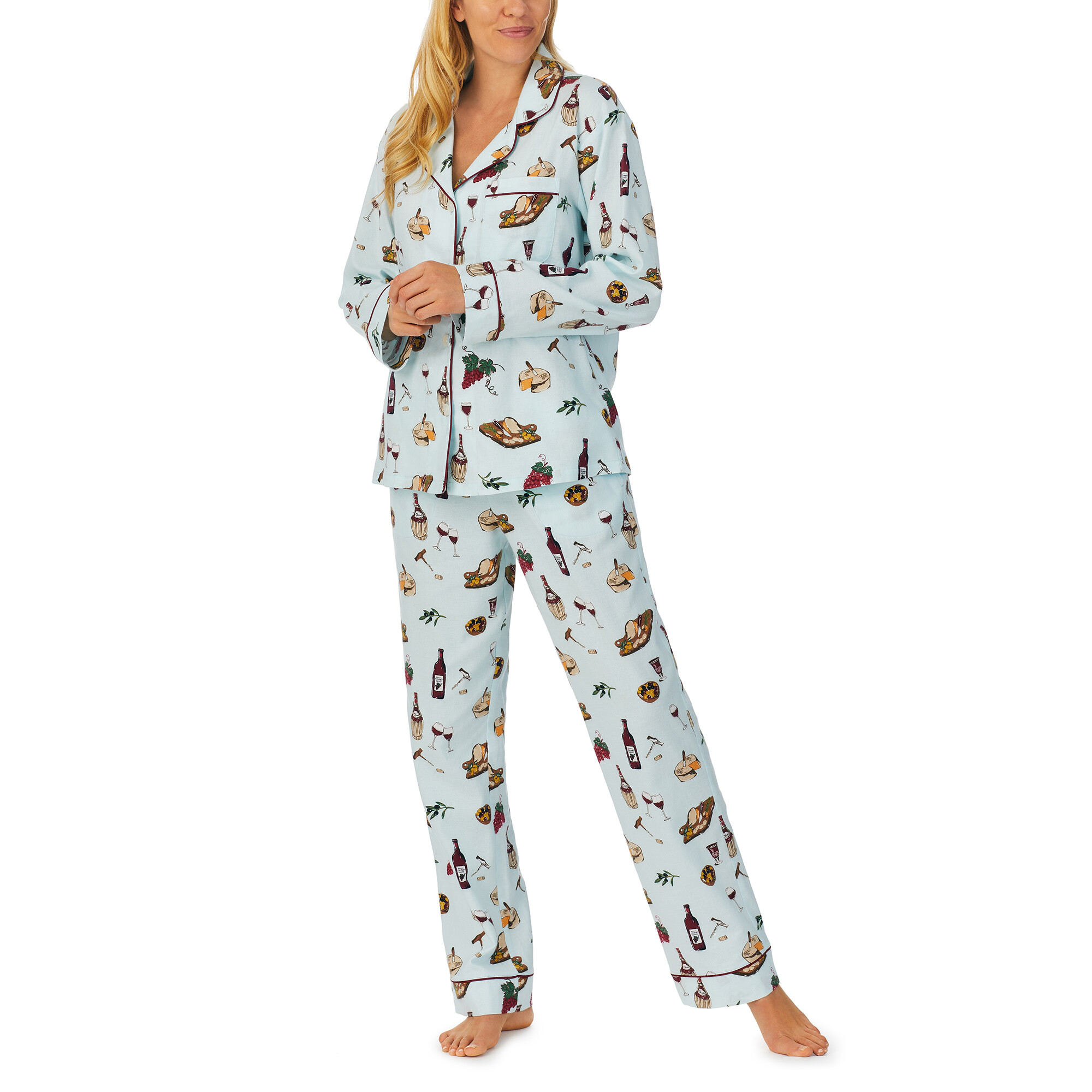 Imbracaminte Femei BedHead Pajamas Long Sleeve Classic PJ Set Wine and Cheese