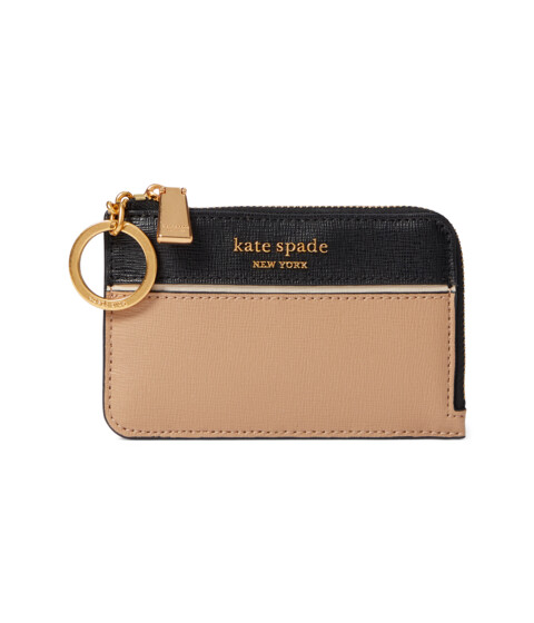 Genti Femei Kate Spade New York Morgan Color-Blocked Saffiano Leather Zip Card Holder Cafe Mocha Multi