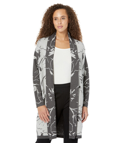 Imbracaminte Femei Liverpool Long Open Front Cardigan w Patch Pockets Sketchy Floral Jacquard