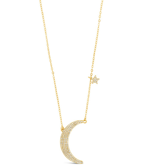 Bijuterii Femei Sterling Forever CZ Crescent amp Star Charm Necklace Gold