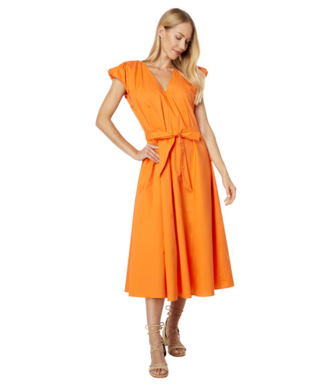 Imbracaminte Femei English Factory Puffy Sleeve Midi Dress Orange