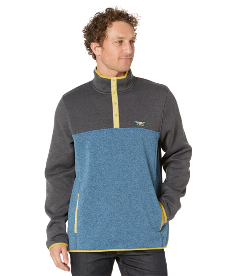 Imbracaminte Barbati LLBEAN Sweater Fleece Pullover Color-Block Tall Charcoal Gray HeatherIron Blue