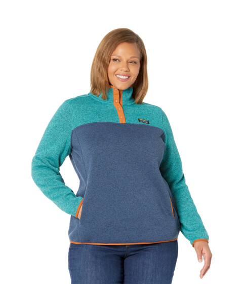 Imbracaminte Femei LLBEAN Plus Size Sweater Fleece Pullover Color-Block Mallard BlueBlueGreen