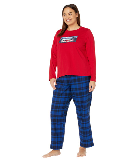 Imbracaminte Femei LLBEAN Plus Size Camp Pajama Set Nautical Red