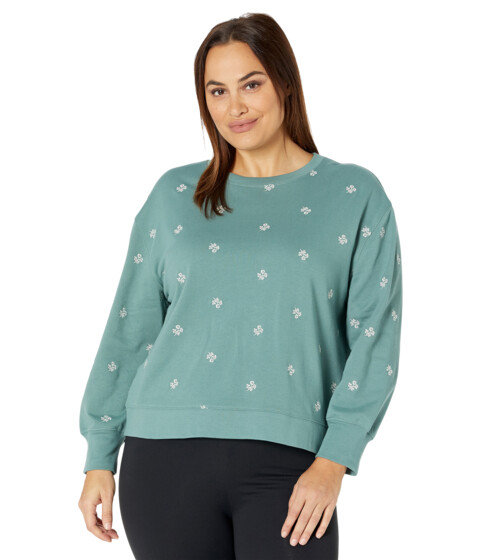 Imbracaminte Femei DRAPER JAMES Plus Size Crew Neck Sweatshirt in Embroidered Viola Shaded Spruce