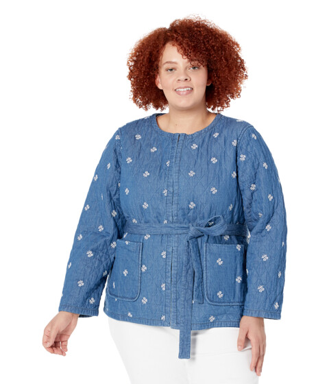 Imbracaminte Femei DRAPER JAMES Plus Size Reversible Belted Jacket in Embroidered Chambray Medium Wash