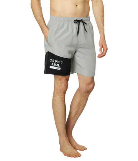 Incaltaminte Barbati US POLO ASSN USPA Color-Block Swim Shorts Vapor Gray