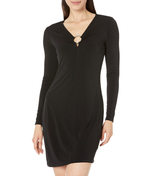 Imbracaminte Femei MICHAEL Michael Kors Long Sleeve Center Front Ring Cutout Dress Black