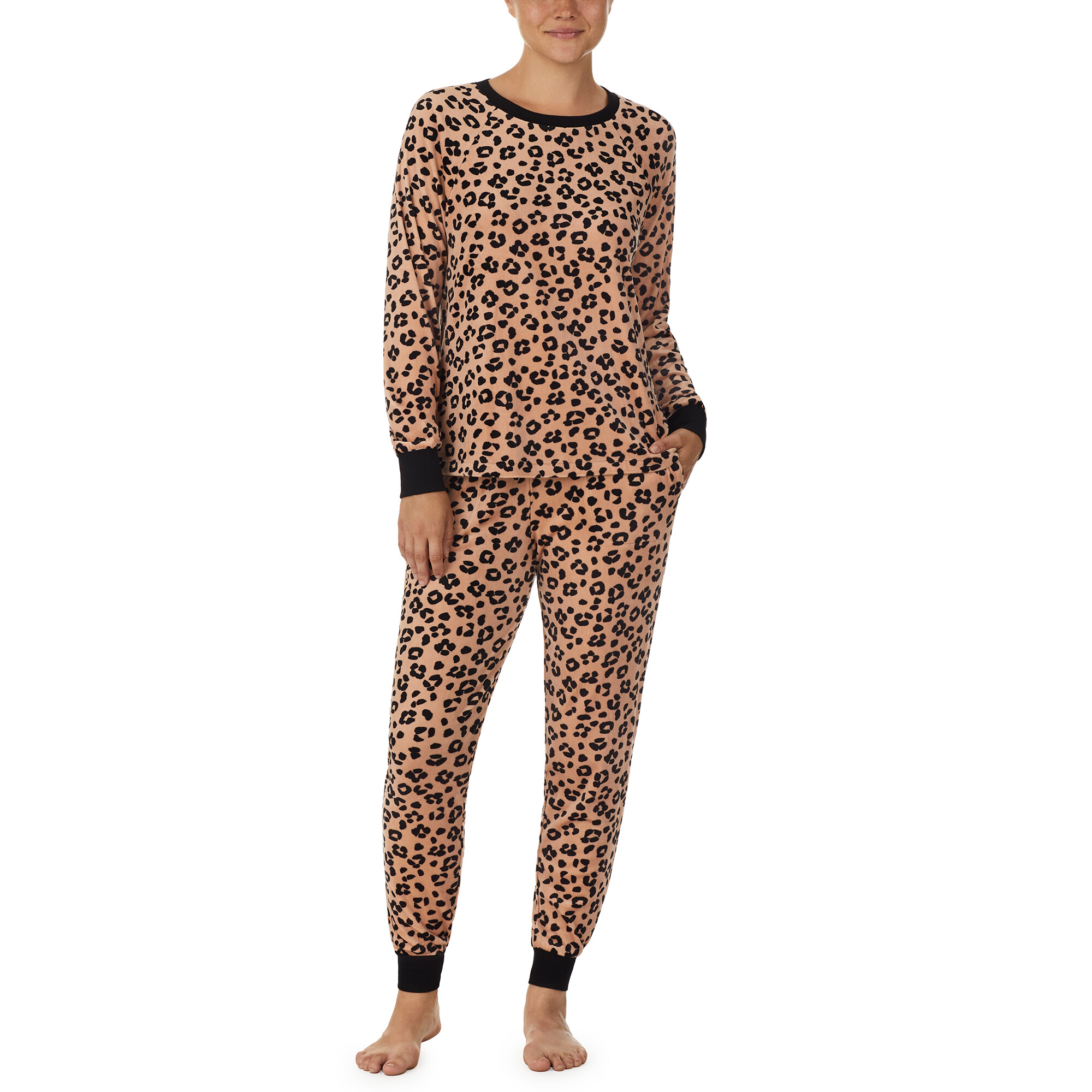 Imbracaminte Femei Kate Spade New York Stretch Velour Joggers PJ Set Tan Cheetah