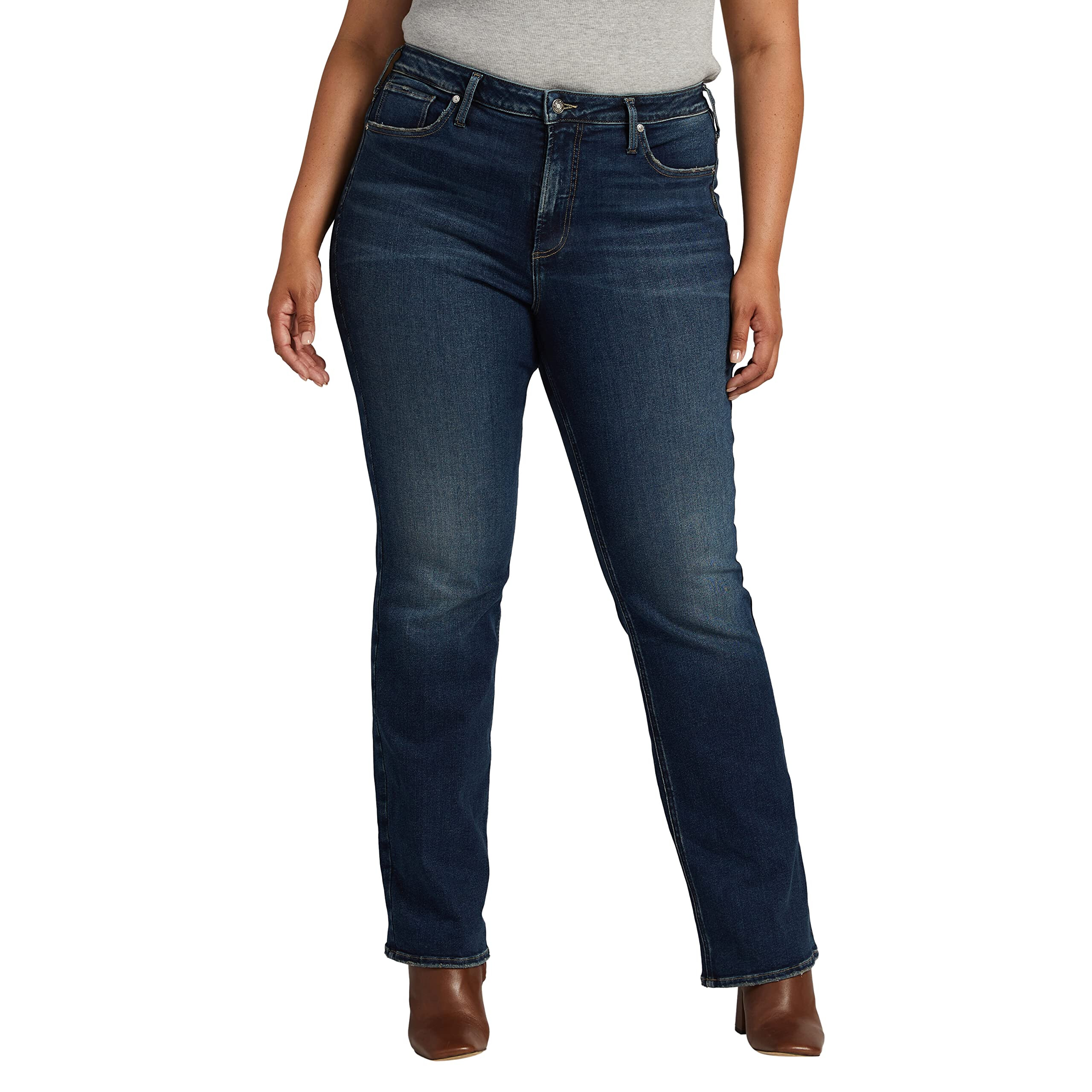 Imbracaminte Femei Silver Jeans Co Plus Size Infinite Fit High-Rise Bootcut Jeans W88705INF353 Medium Indigo Wash