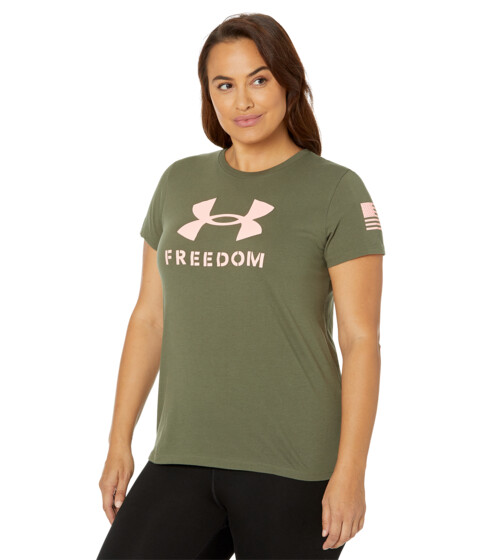Imbracaminte Femei Under Armour New Freedom Logo T-Shirt Marine OD GreenPink Sands