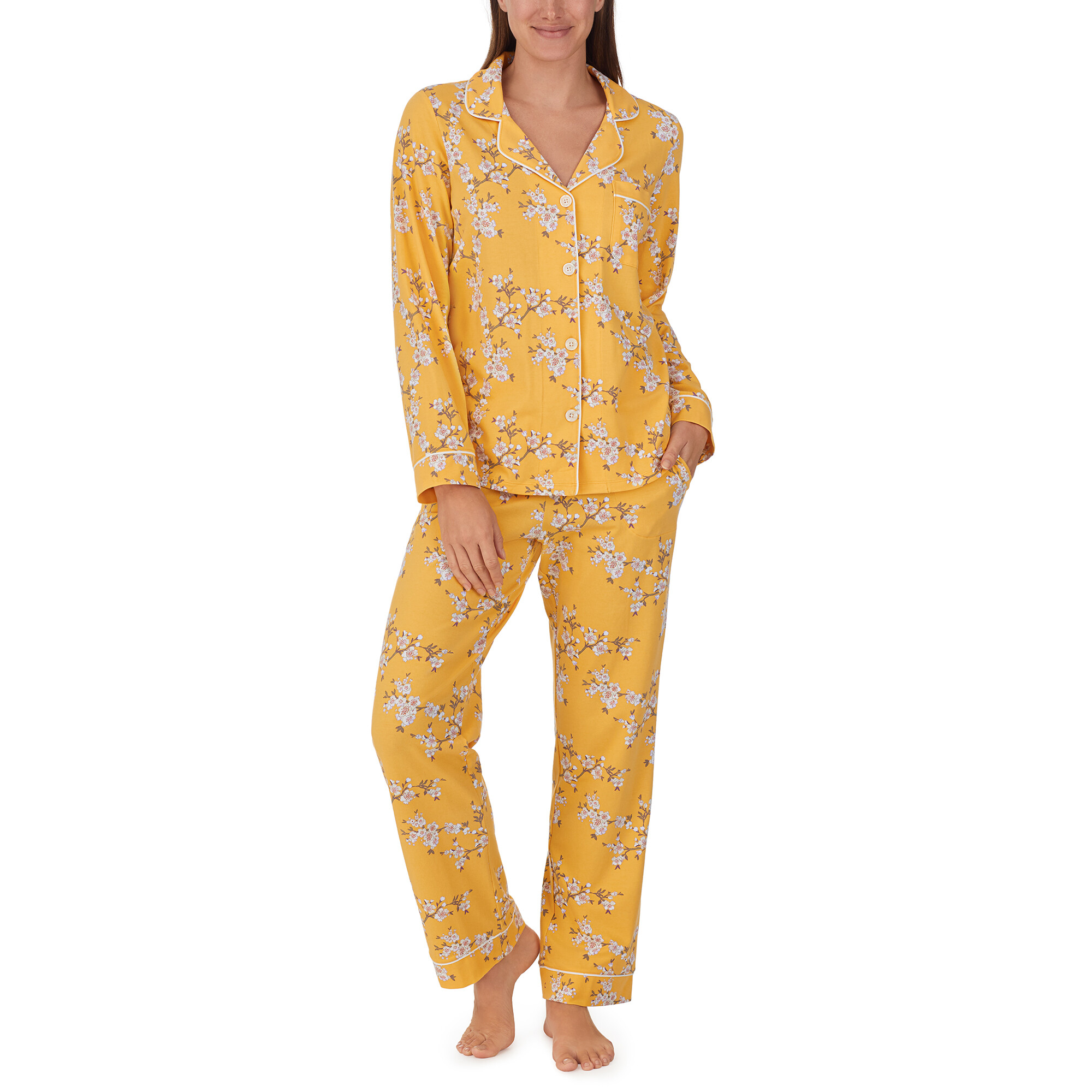 Imbracaminte Femei BedHead Pajamas Organic Cotton Long Sleeve Classic PJ Set Marigold Blossom
