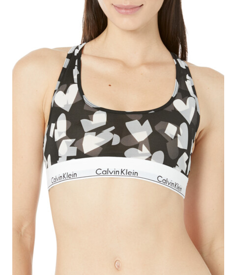 Imbracaminte Femei Calvin Klein Modern Cotton Stretch V-day Unlined Bralette Remembered Hearts PrintBlack