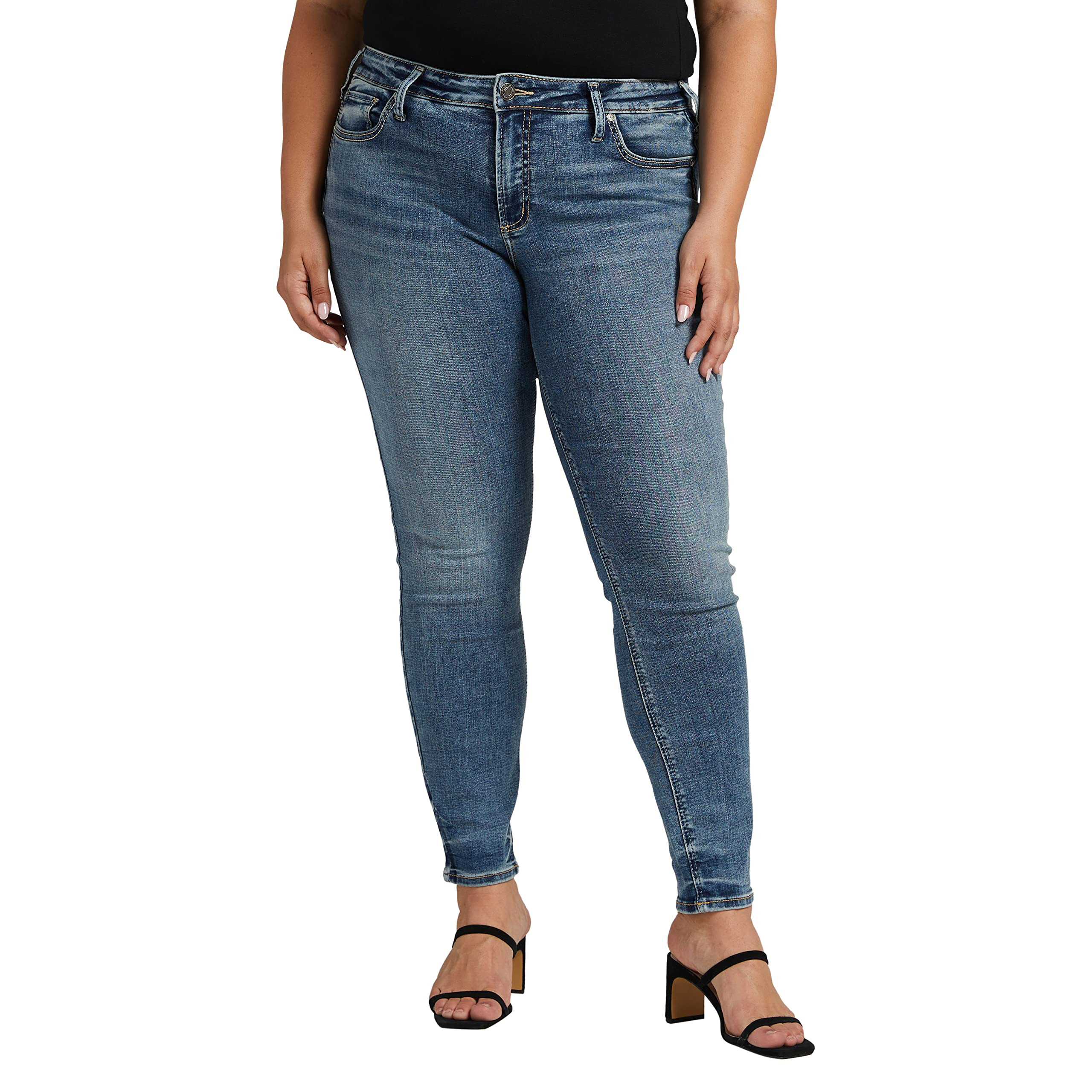 Imbracaminte Femei Silver Jeans Co Plus Size Suki Mid-Rise Skinny Jeans W93136ECF380 Medium Indigo Wash