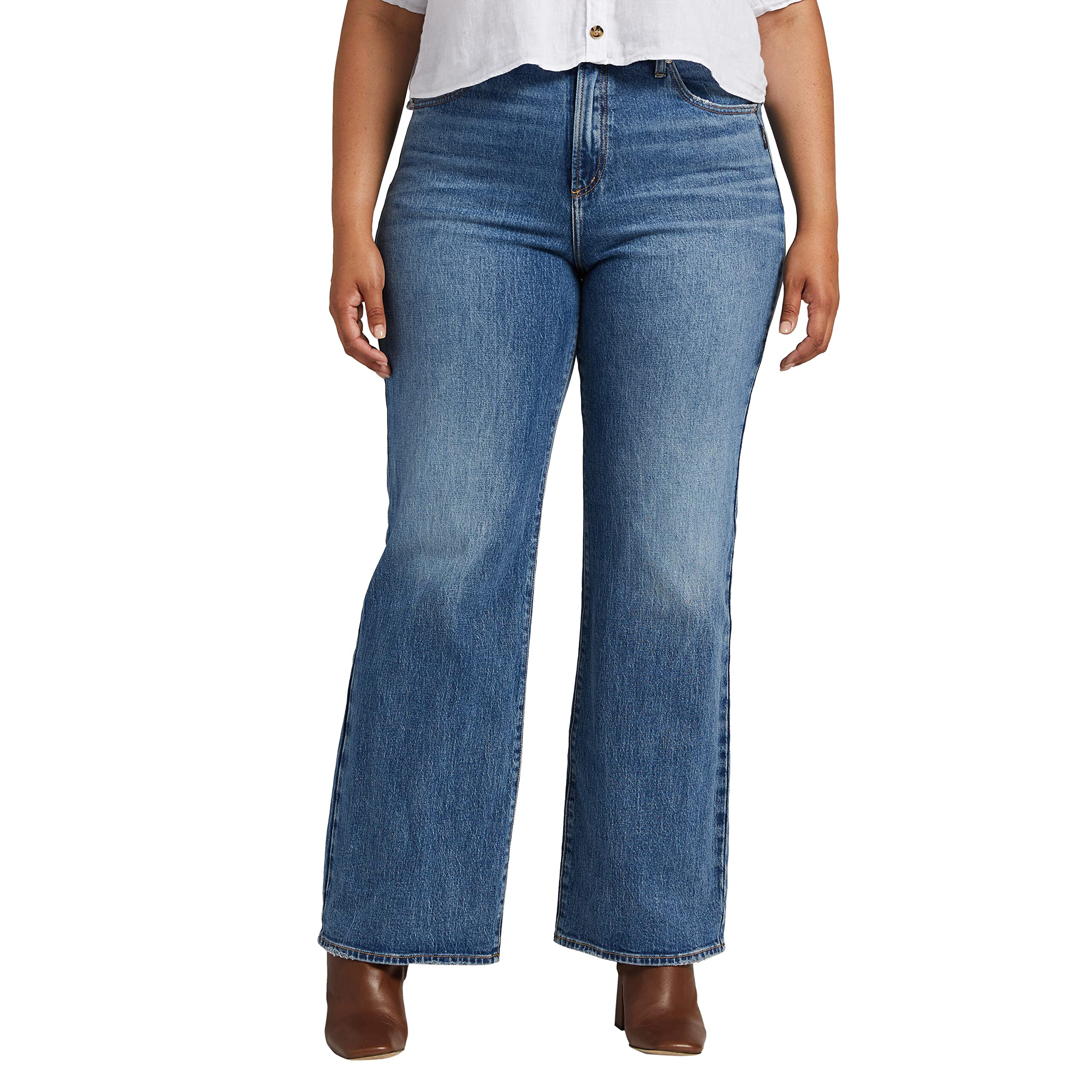 Imbracaminte Femei Silver Jeans Co Plus Size Highly Desirable High-Rise Trouser Leg Jeans W28918RCS398 Medium Indigo Wash