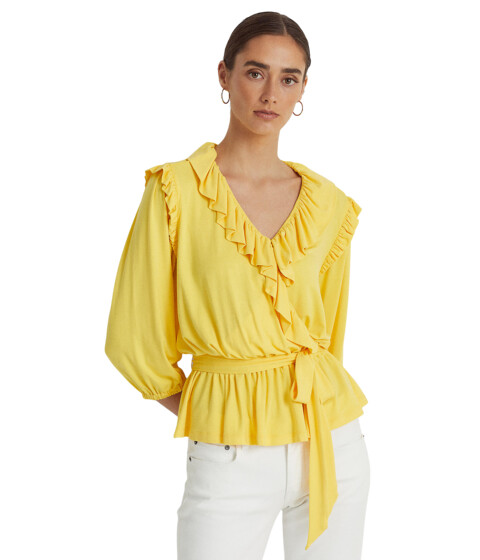 Imbracaminte Femei LAUREN Ralph Lauren Belted Jersey Peplum Top Sunfish Yellow