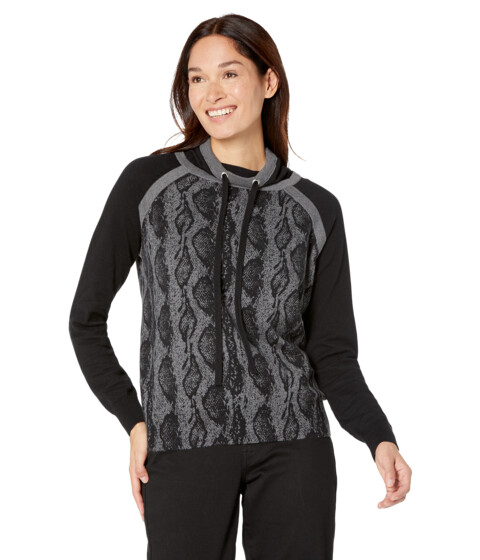 Imbracaminte Femei Elliott Lauren Snake Charmer Color-Block Printed Funnel Neck Sweater GreyBlack