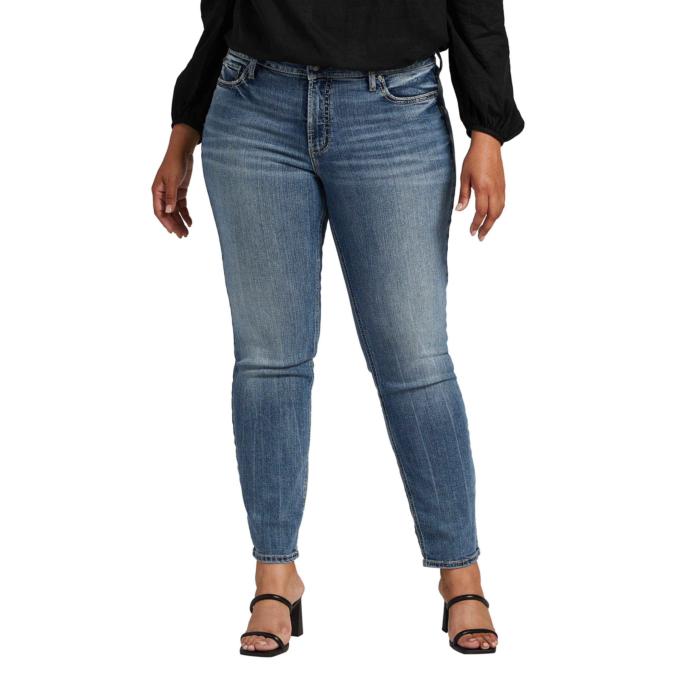 Imbracaminte Femei Silver Jeans Co Plus Size Suki Mid-Rise Straight Leg Jeans W93413EKC288 Light-Medium Indigo Wash