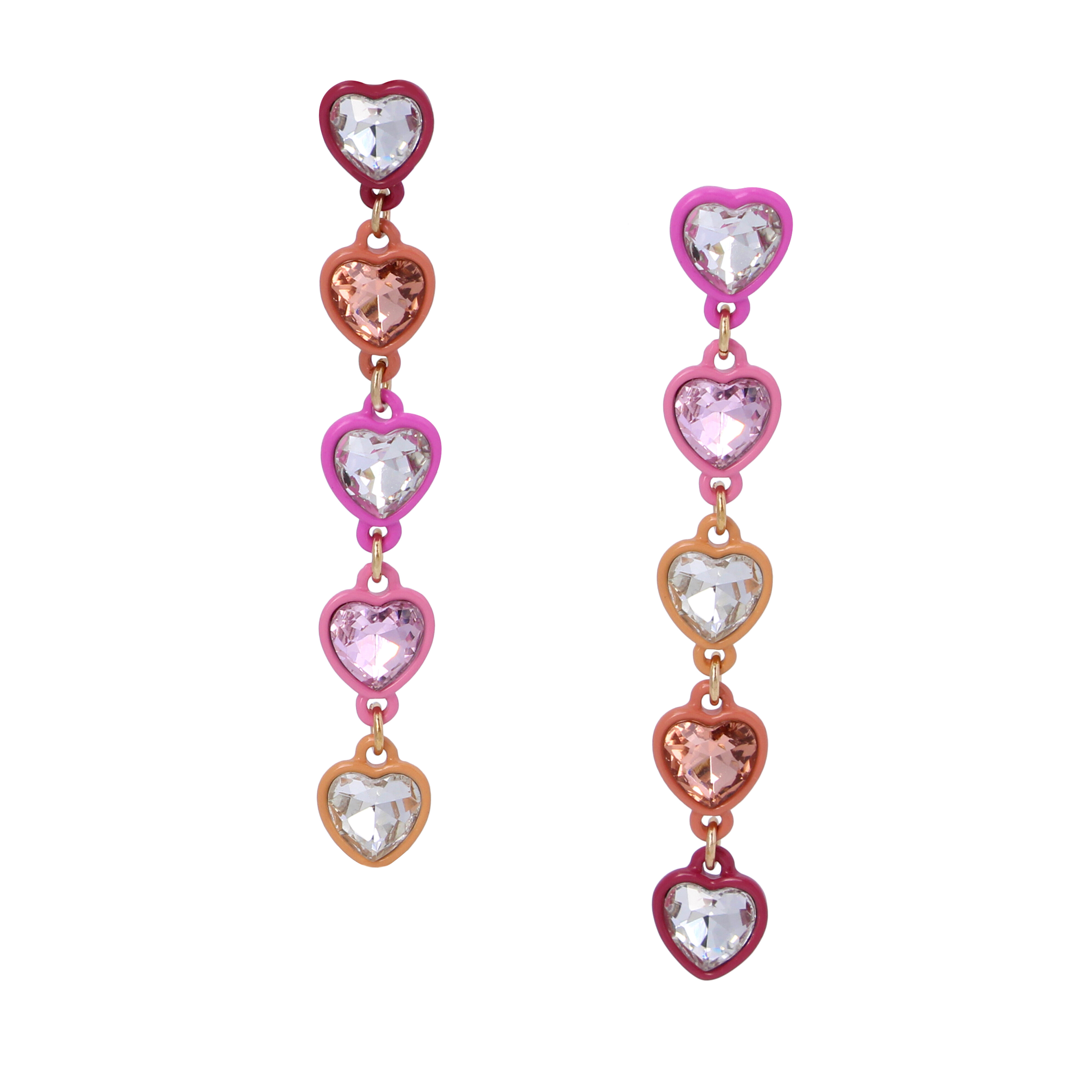 Bijuterii Femei Betsey Johnson Stone Heart Linear Earrings Pink