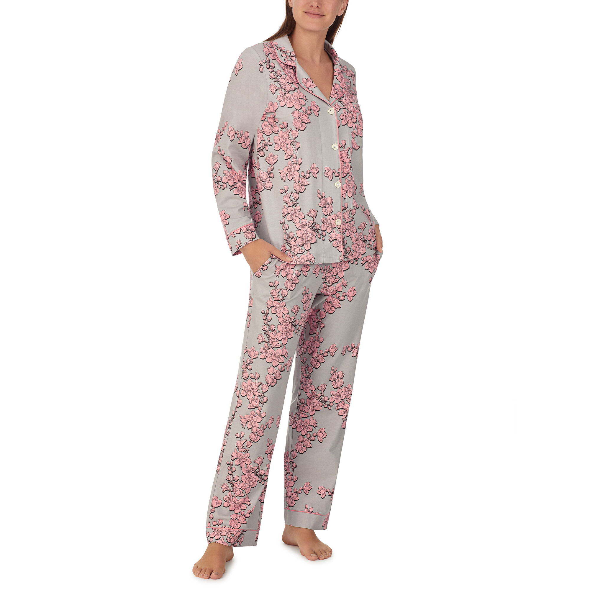 Imbracaminte Femei BedHead Pajamas Organic Cotton Knit Long Sleeve Classic PJ Set Shadow Blossom