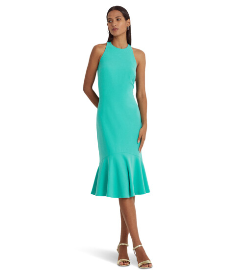 Imbracaminte Femei LAUREN Ralph Lauren Double-Faced Crepe Sleeveless Dress Natural Turquoise