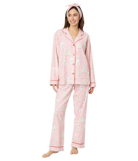 Imbracaminte Femei PJ Salvage Holiday Flannel PJ Set with Headband Pink DreamPolar Bears