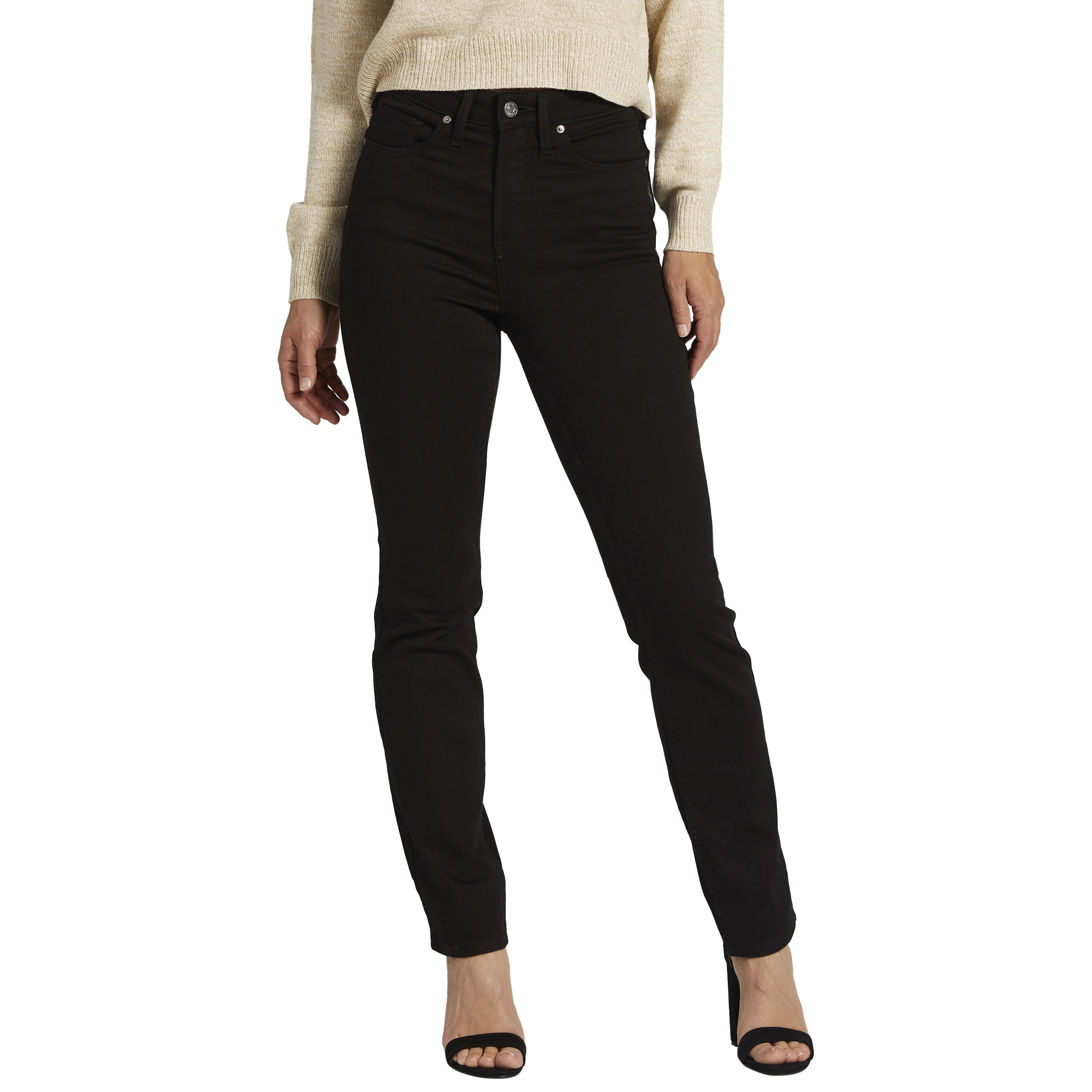 Imbracaminte Femei Silver Jeans Co Infinite Fit High-Rise Straight Leg Jeans L88410INB531 Black Wash