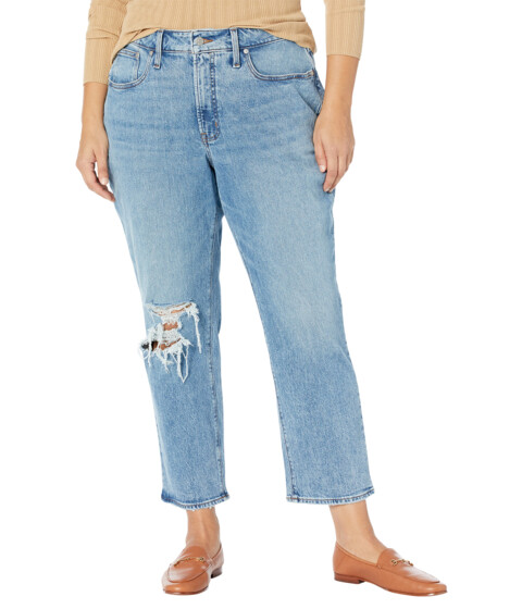 Imbracaminte Femei Madewell The Plus Curvy Perfect Vintage Straight Jean in Kingsbury Wash Ripped Knee Edition Kingsbury Wash
