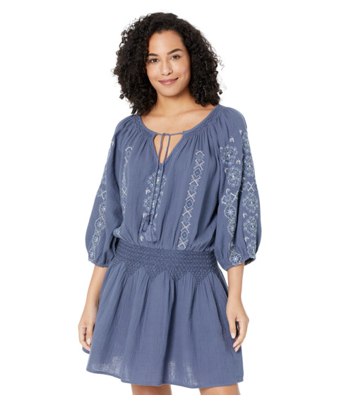 Imbracaminte Femei Lucky Brand Embroidered Mini Peasant Dress Nightshadow Blue
