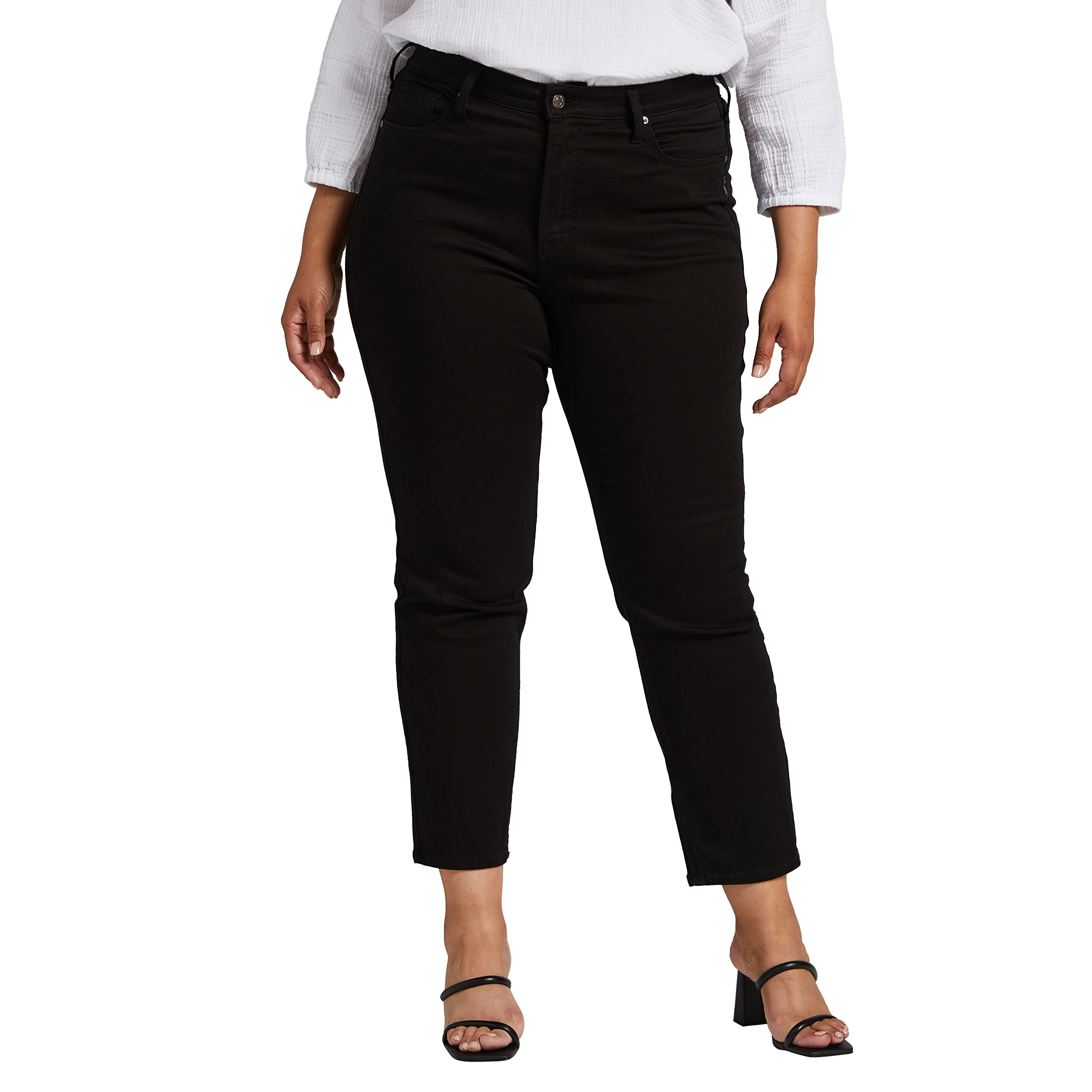Imbracaminte Femei Silver Jeans Co Plus Size Infinite Fit High-Rise Straight Leg Jeans W88410INB531 Black Wash