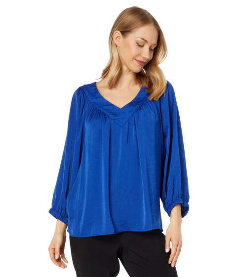 Imbracaminte Femei Vince Camuto Wide V-Neck Blouse with Shirring Twilight Blue