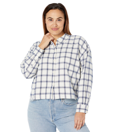 Imbracaminte Femei Madewell Plus Flannel Hartfield Crop Shirt in Windowpane Royal Blue
