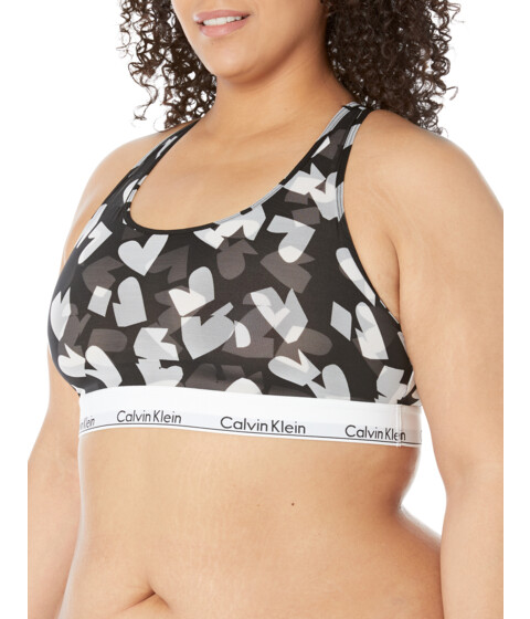 Imbracaminte Femei Calvin Klein Plus Size Modern Cotton Stretch V-day Unlined Bralette Remembered Hearts PrintBlack