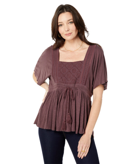Imbracaminte Femei Lucky Brand Embroidered Square Neck Top Huckleberry
