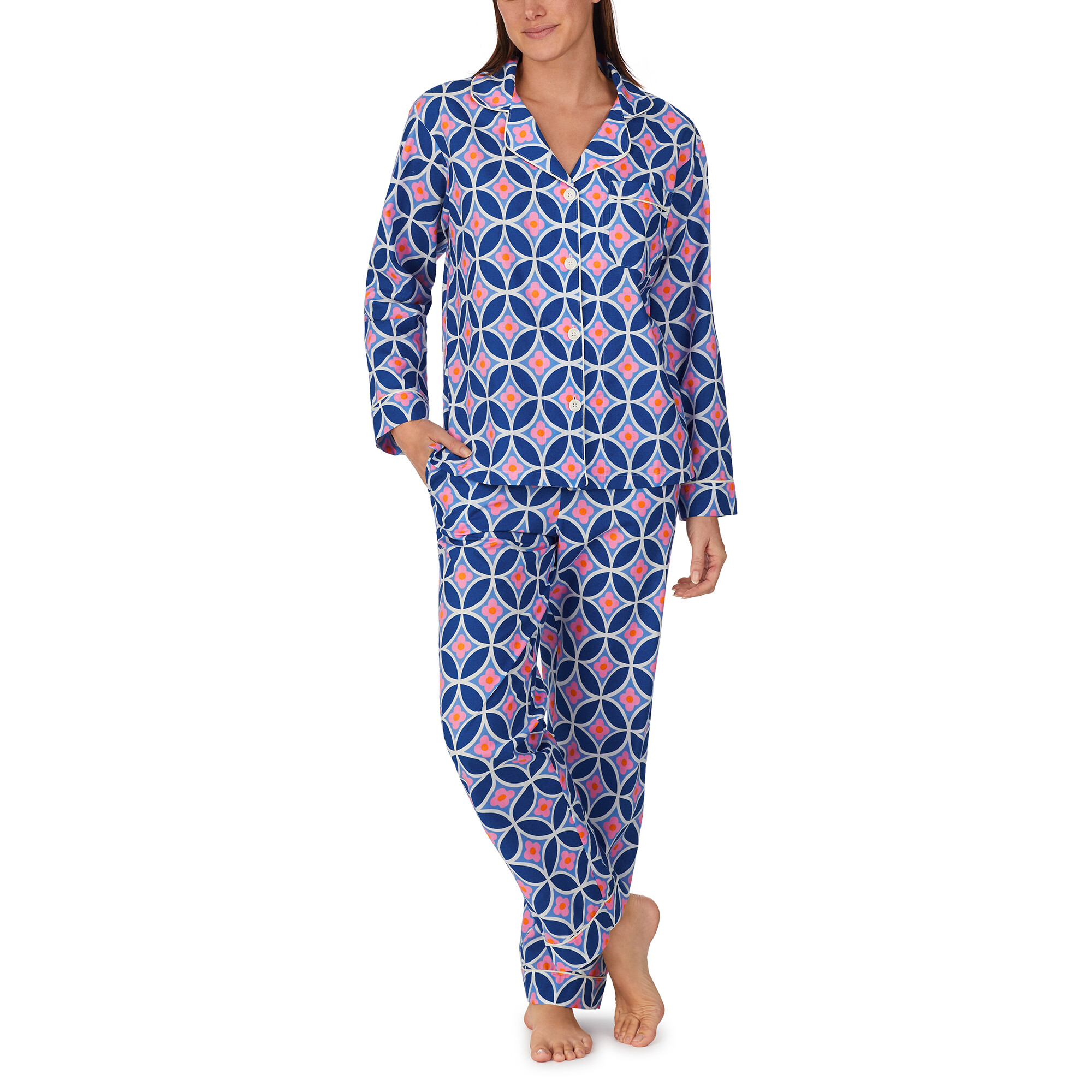Imbracaminte Femei BedHead Pajamas Trina Turk x Bedhead Long Sleeve Classic PJ Set Geo Flower