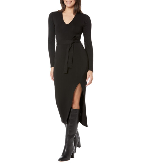 Imbracaminte Femei Monrow Supersoft Fleece Dress with Tie Black
