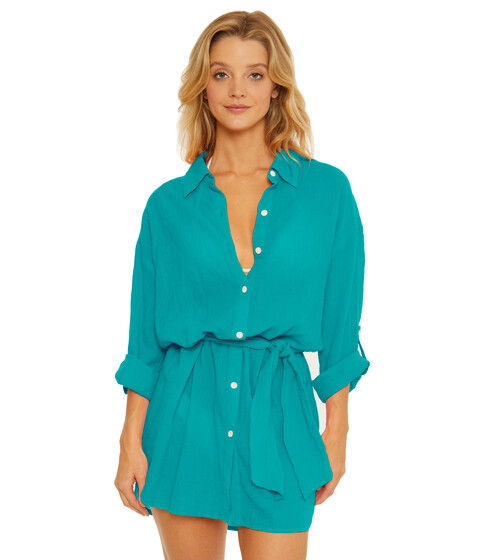 Imbracaminte Femei BECCA by Rebecca Virtue Gauzy Button Front Collared Shirtdress Cover-Up Gulf