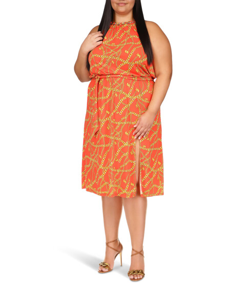 Imbracaminte Femei MICHAEL Michael Kors Plus Size Chain Neck Midi Dress Optic Orange