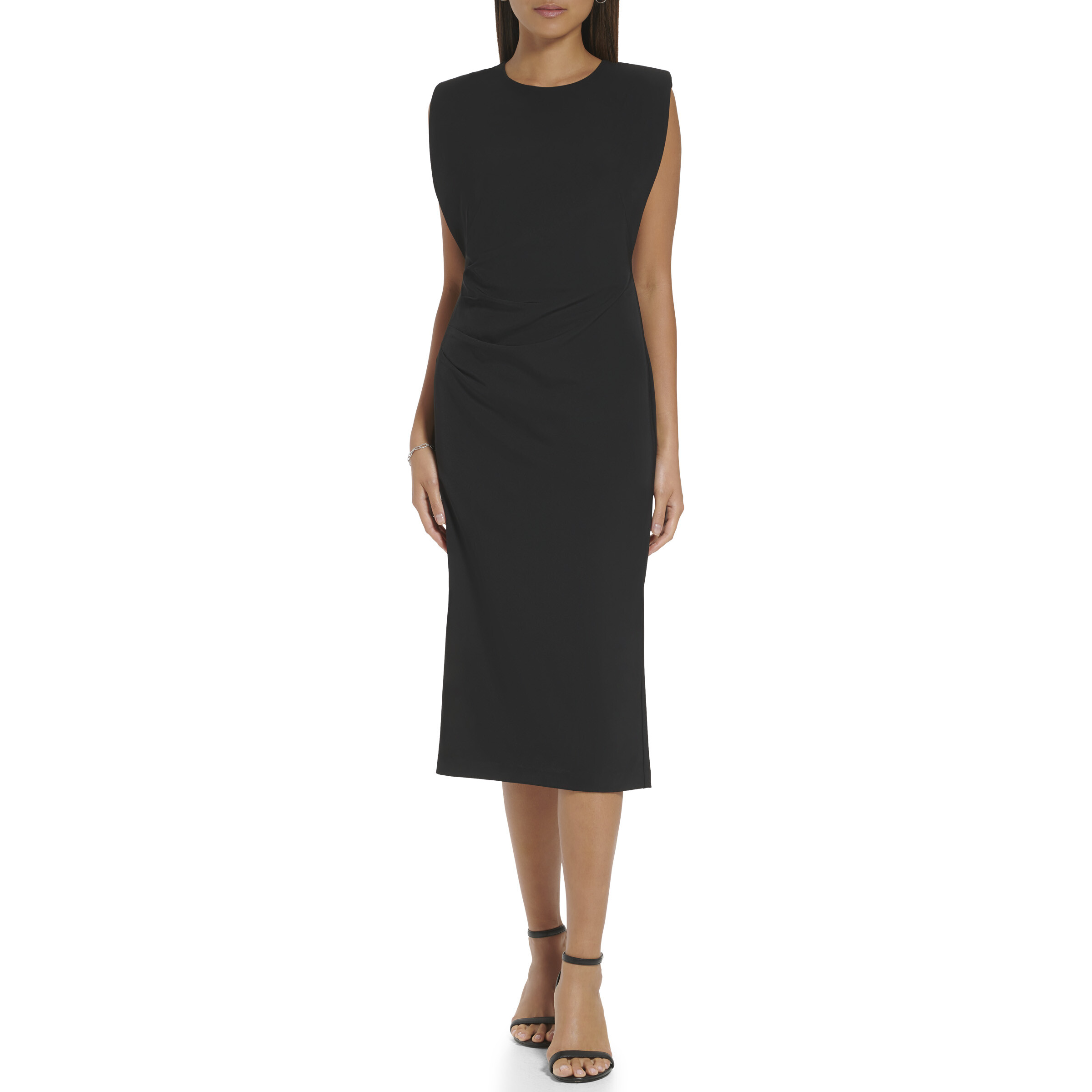 Imbracaminte Femei Calvin Klein String Shoulder Cinched Dress Black