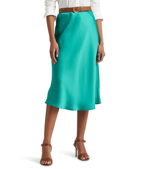 Imbracaminte Femei LAUREN Ralph Lauren Satin Charmeuse A-Line Skirt Natural Turquoise
