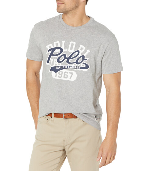 Imbracaminte Barbati Polo Ralph Lauren Classic Fit Stacked-Logo Jersey T-Shirt Grey Heather