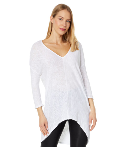Imbracaminte Femei bobi Los Angeles Cotton Slub 34 Sleeve High-Low Shirt White