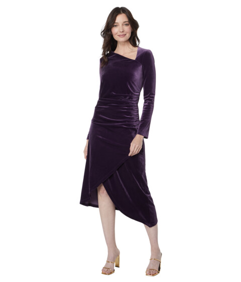 Imbracaminte Femei Maggy London Asymmetrical Velvet Dress with Long Sleeves Amethyst