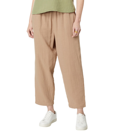 Imbracaminte Femei Mod-o-doc Double Layer Gauze Easy-Fit Cropped Trousers Desert Taupe
